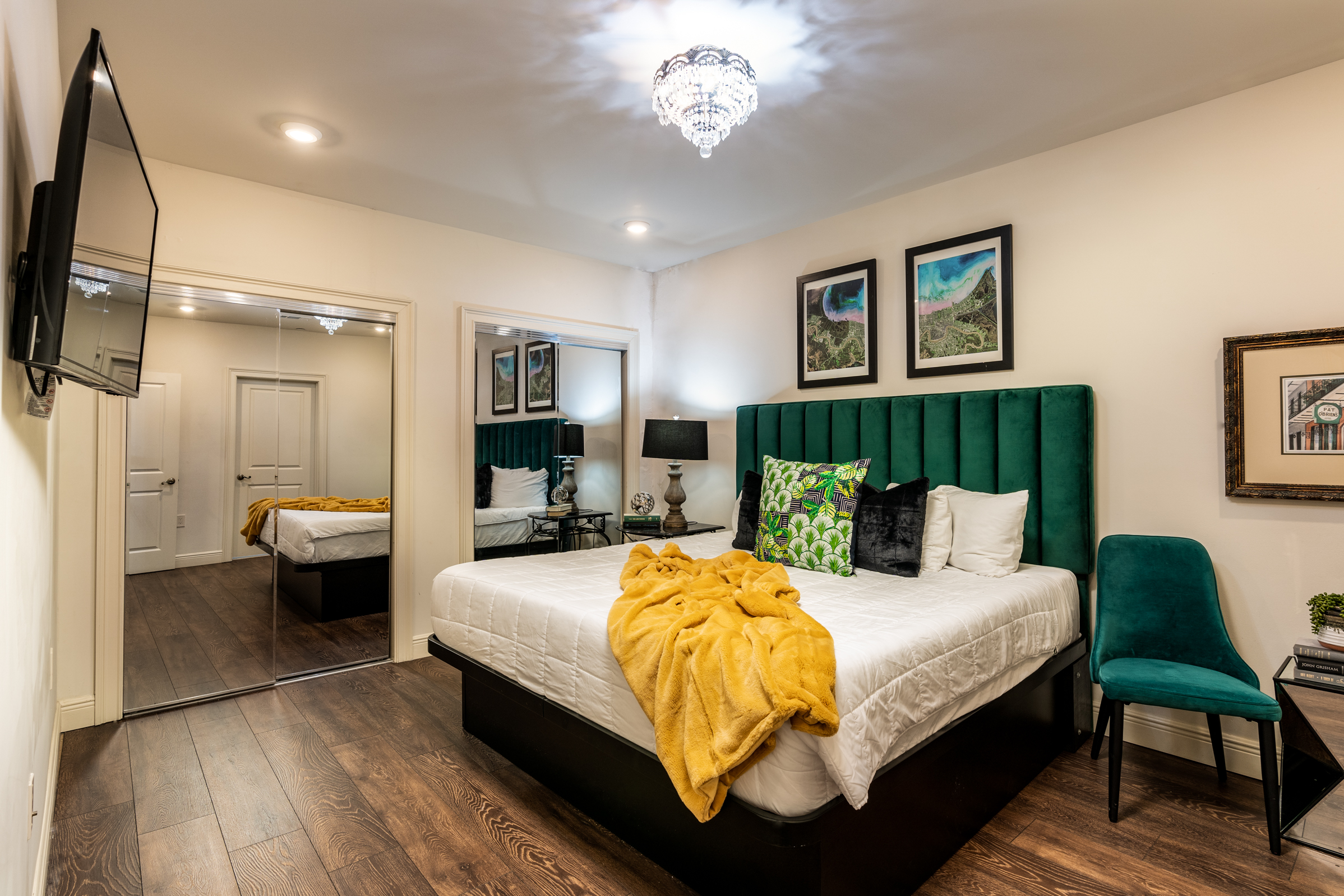 The Alexandre Unit 304 bedroom, a New Orleans luxury rental.